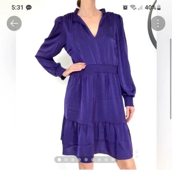 Lucky Brand Flowy cinched waist purple mini dress - Picture 6 of 6